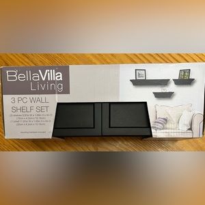 NEW 3 Wall Shelves Set Black Bella Villa Living Shelf